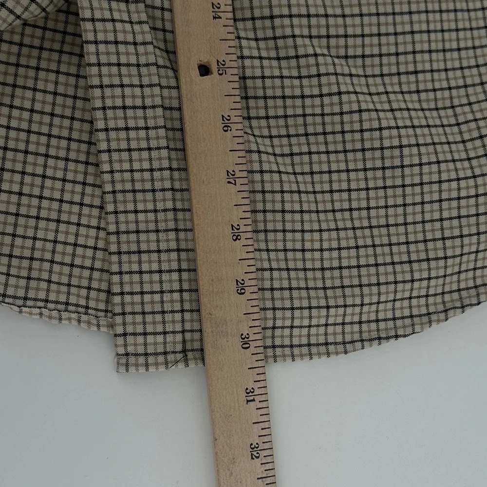 Ely Cattleman Shirt Men L Tan Plaid Regular Fit Western Pearl Snap Short Sleeve